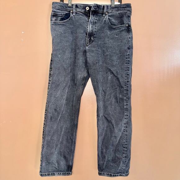 Banana Republic Men's Authentic Straight Leg Black Denim Washed Jeans - 33/32 - Picture 1 of 9